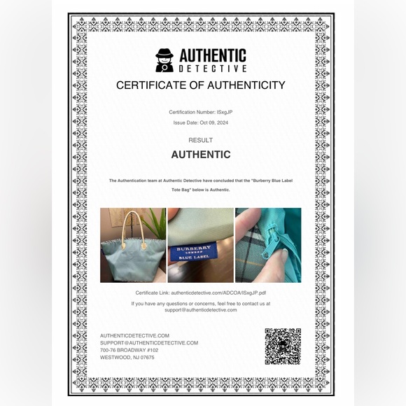 💯 authentic Burberry Blue Label tote with COA and purse kit - Picture 13 of 14